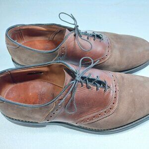 Allen Edmonds Greenwood Saddle Oxford 10.5 D Brown Nubuck Leather USA VGUC